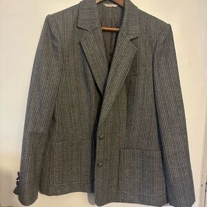 Classic Gray and Brown Pinstripe Blazer